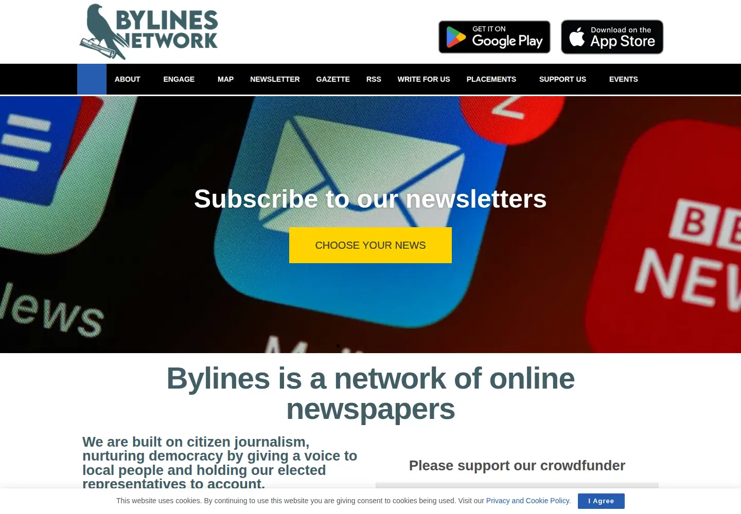 Captured homepage of bylinesnetwork.co.uk in the current scan