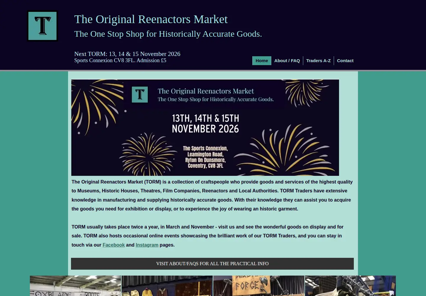 Captured homepage of reenactorsmarket.co.uk in the current scan