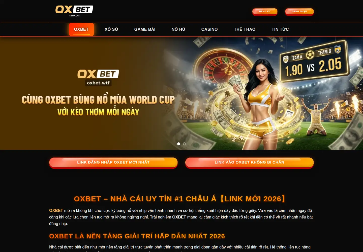 Captured homepage of oxbet.wtf in the current scan