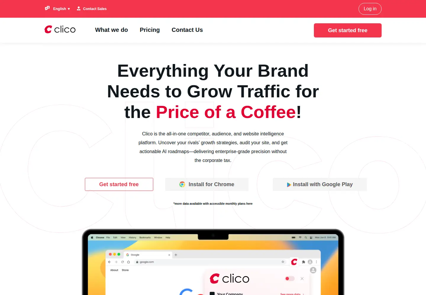 Captured homepage of clico.ai in the current scan