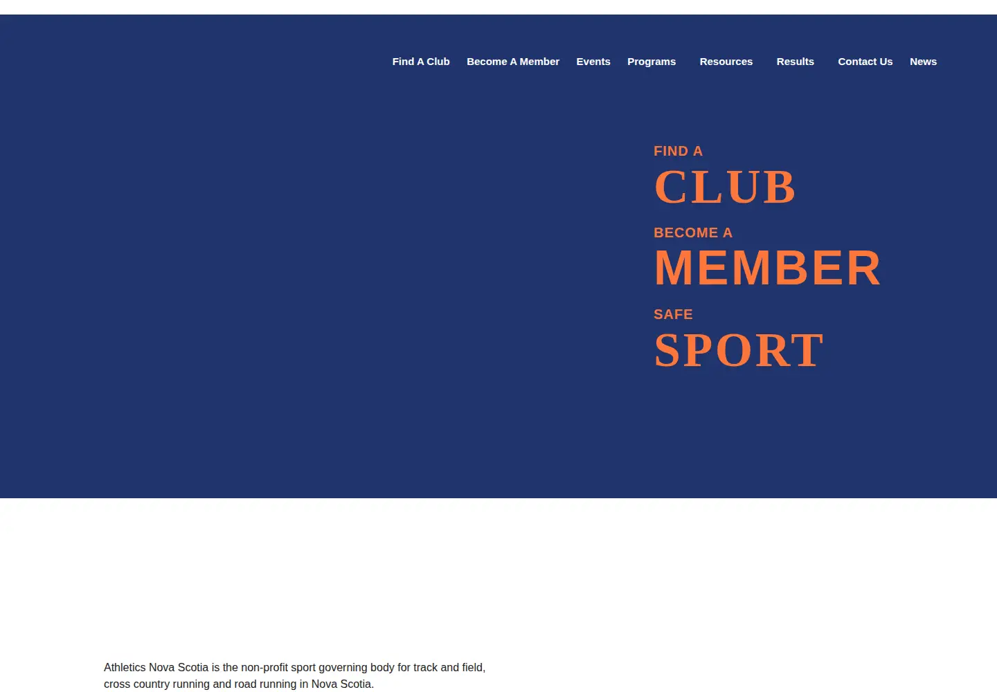 Screenshot of athleticsnovascotia.ca