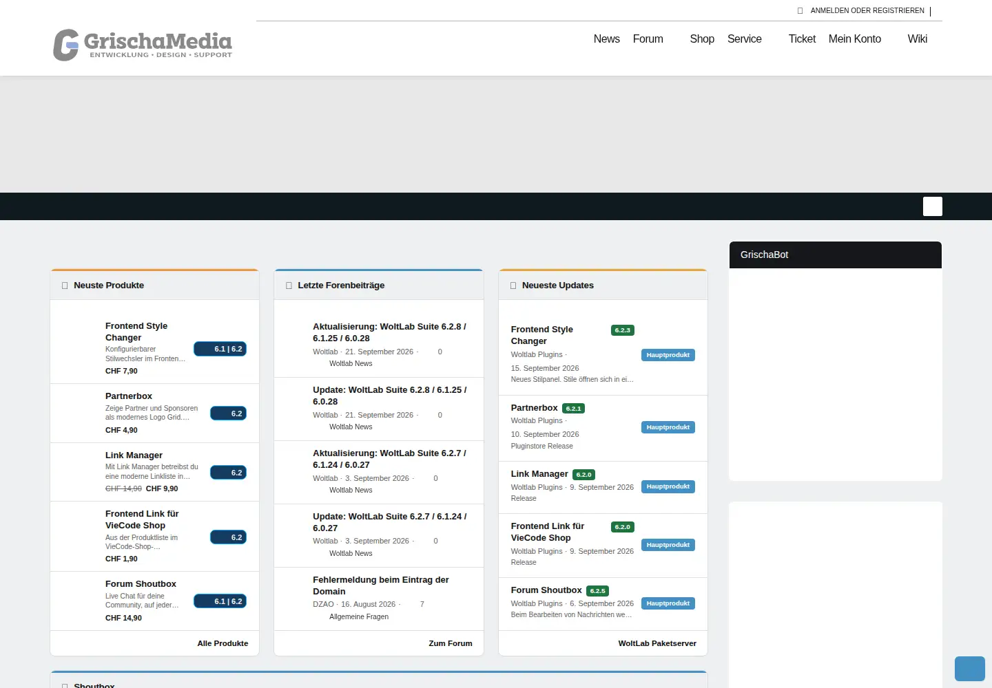 Captured homepage of grischamedia.ch in the current scan