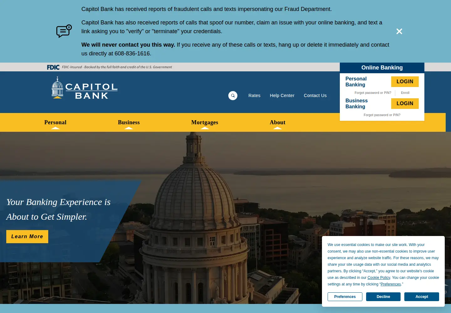 Screenshot of capitolbank.com