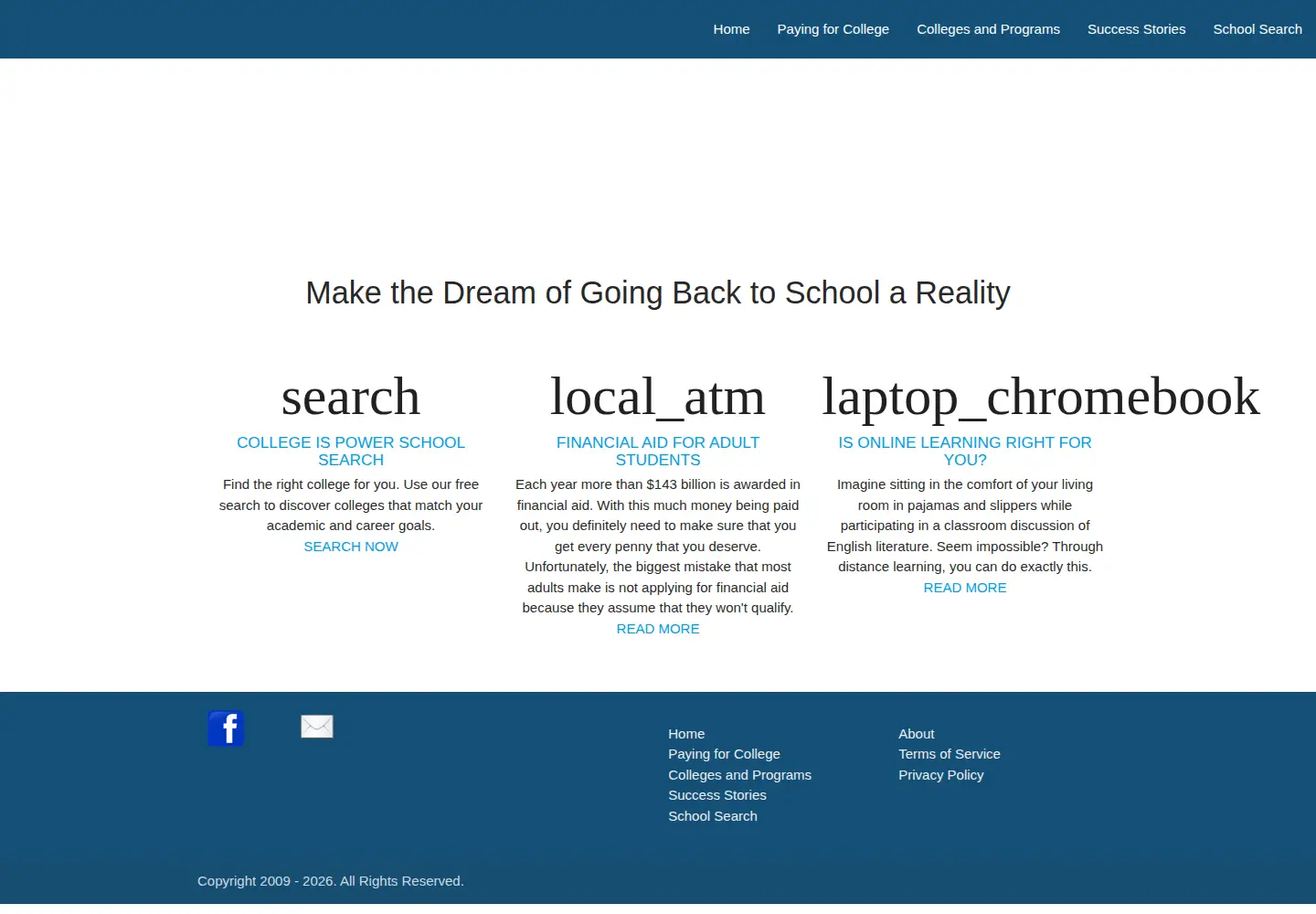 Captured homepage of collegeispower.com in the current scan