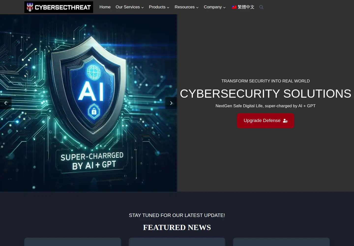 Captured homepage of cybersecthreat.com in the current scan