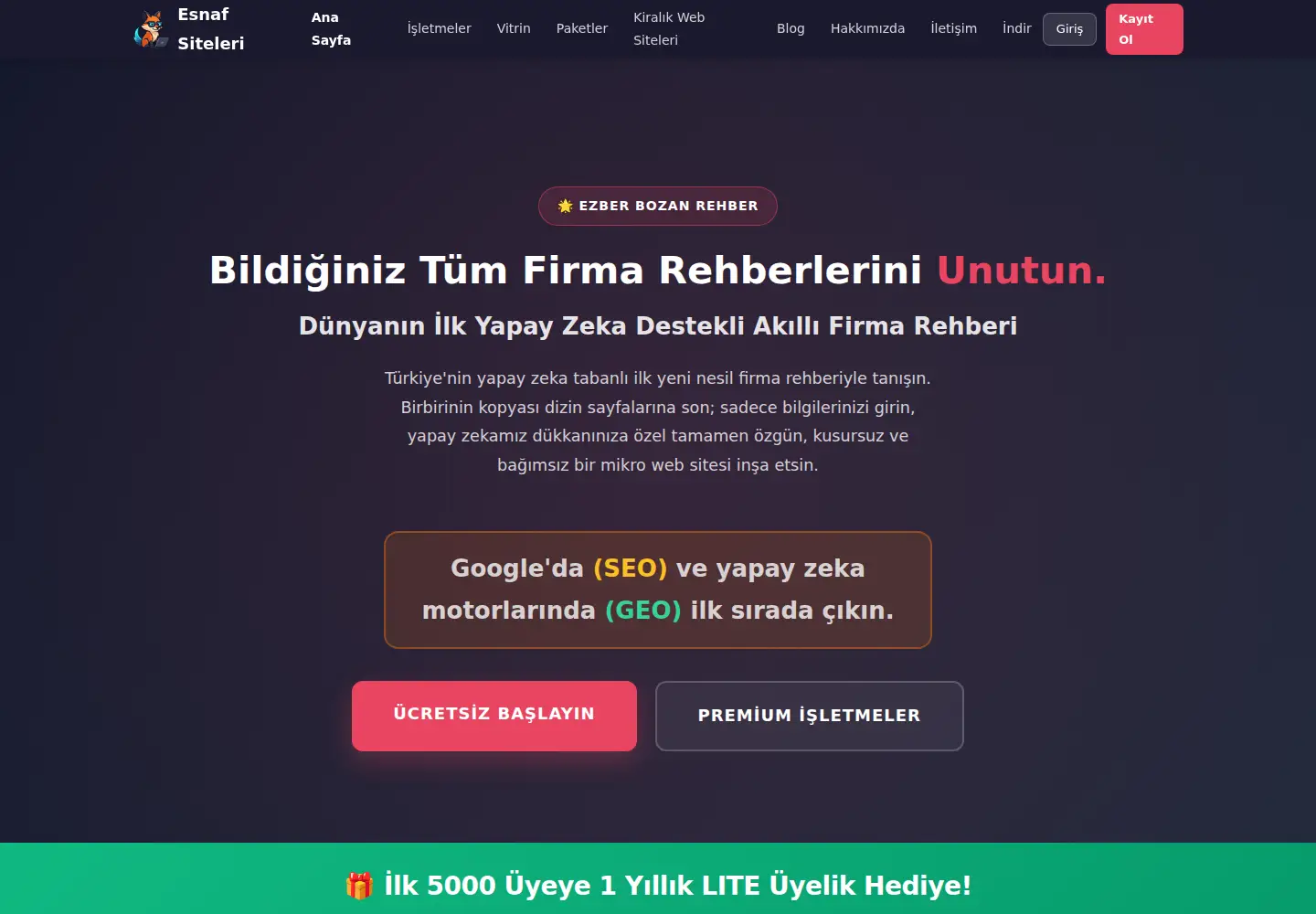 Screenshot of esnafsiteleri.com