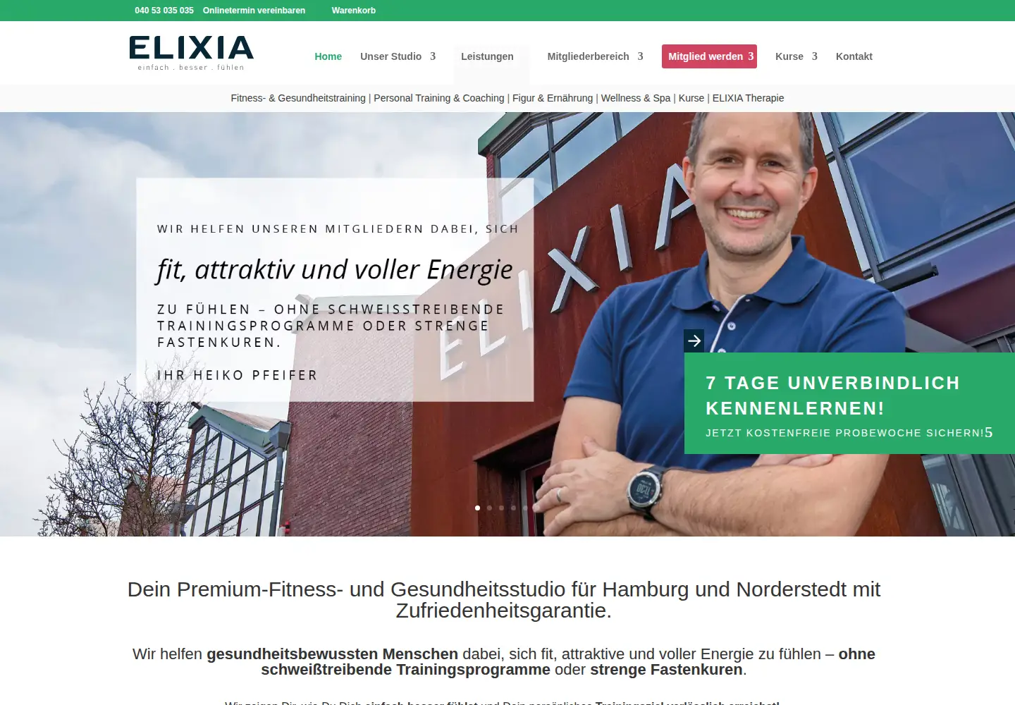 Screenshot of elixia-hamburg.de