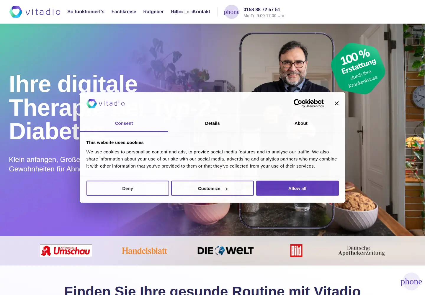 Captured homepage of vitadio.de in the current scan