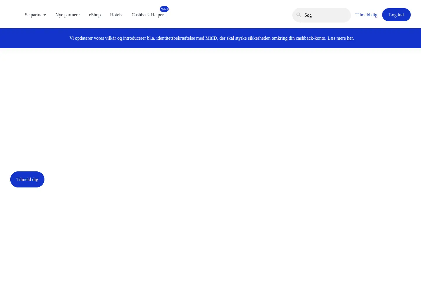 Screenshot of cashbackmedvisa.dk