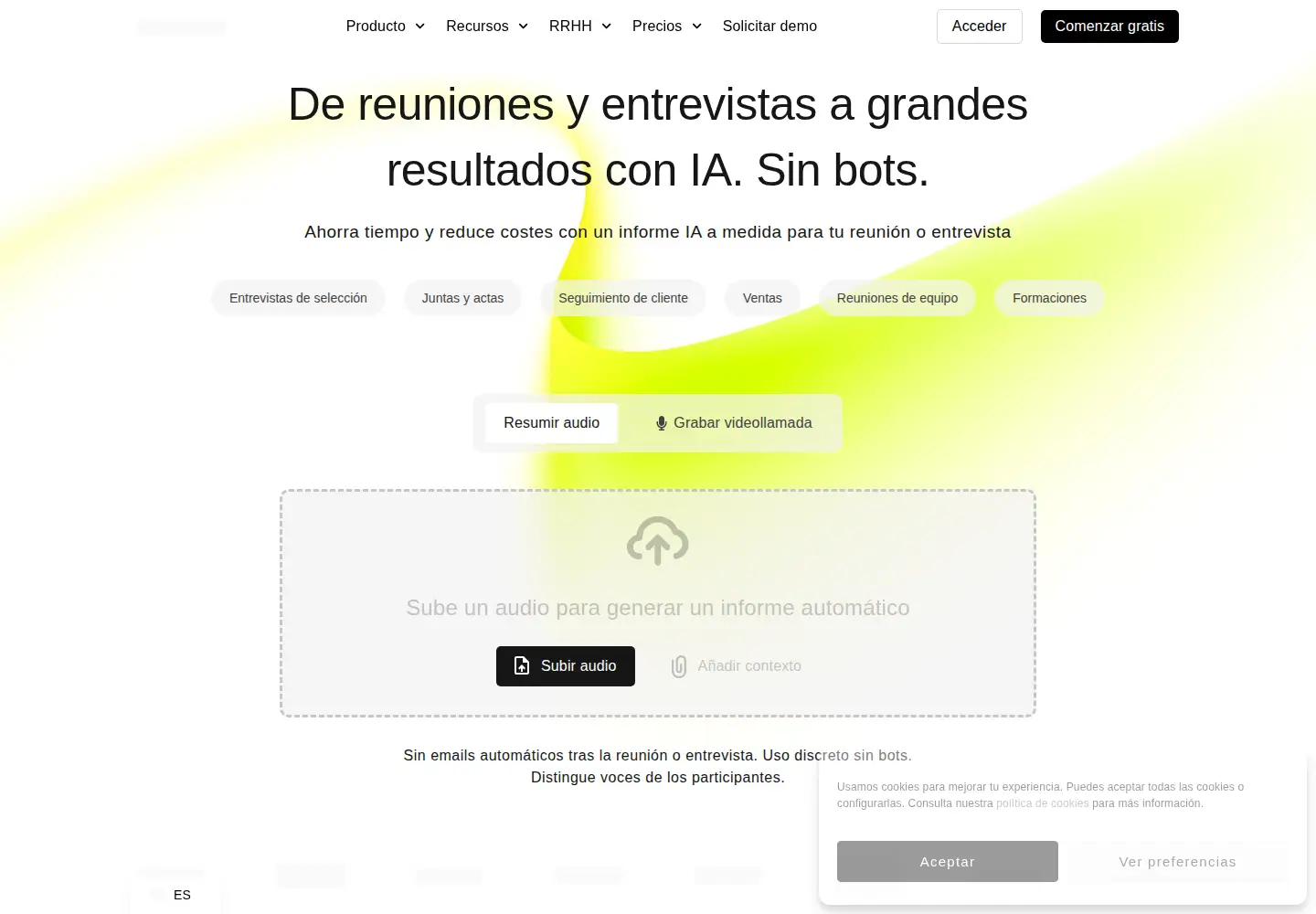 Captured homepage of voicit.es in the current scan