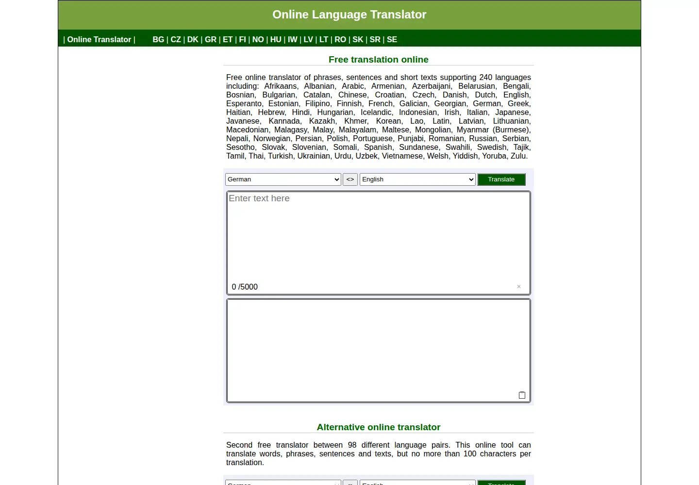 Screenshot of webtran.eu