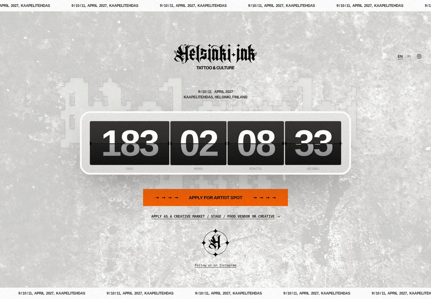 Captured homepage of helsinki-ink.fi in the current scan