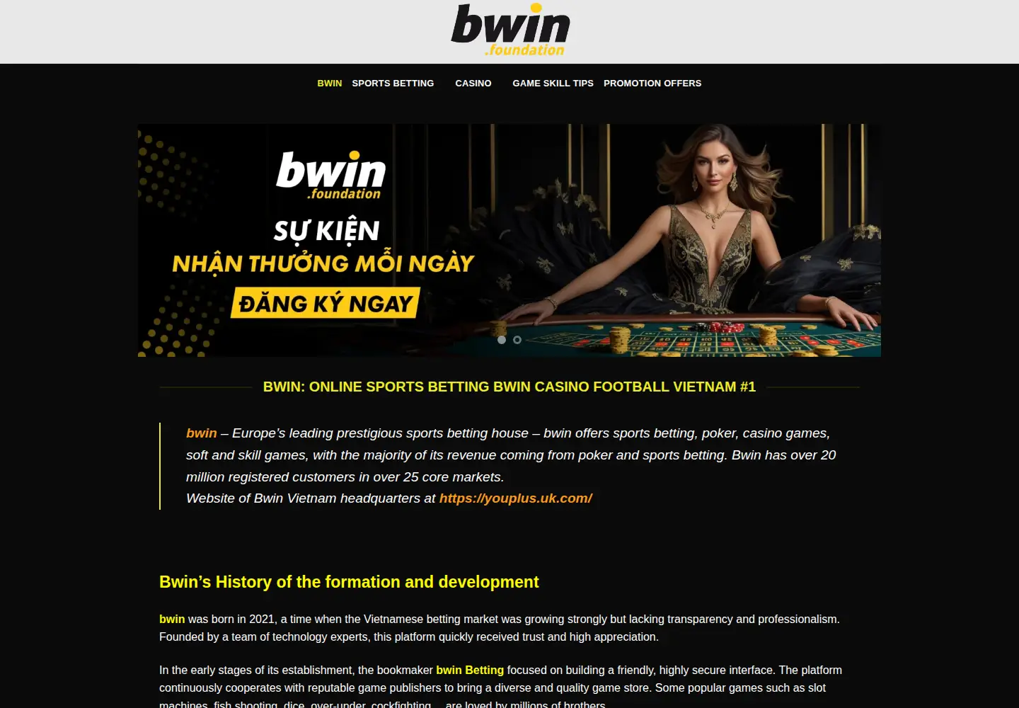Screenshot of bwin.foundation