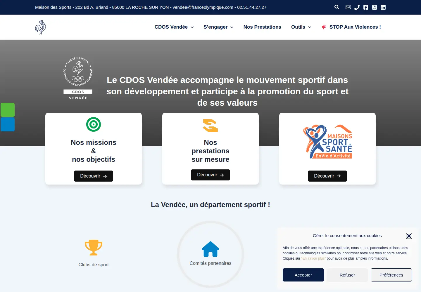 Screenshot of cdos85.fr