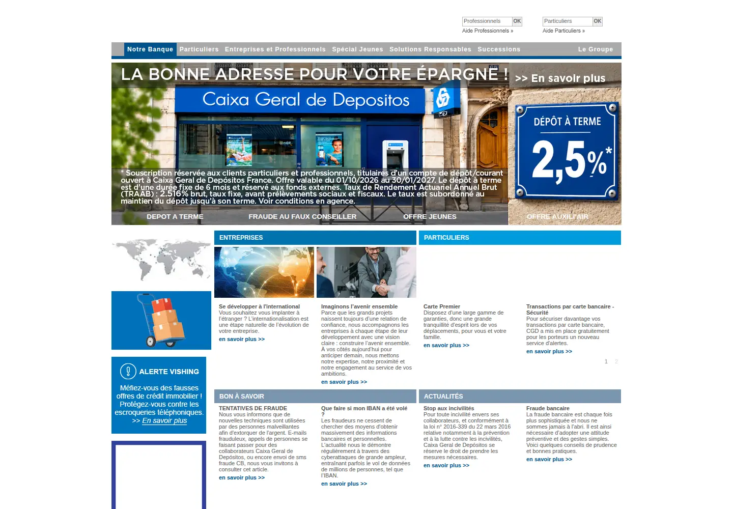 Captured homepage of cgd.fr in the current scan