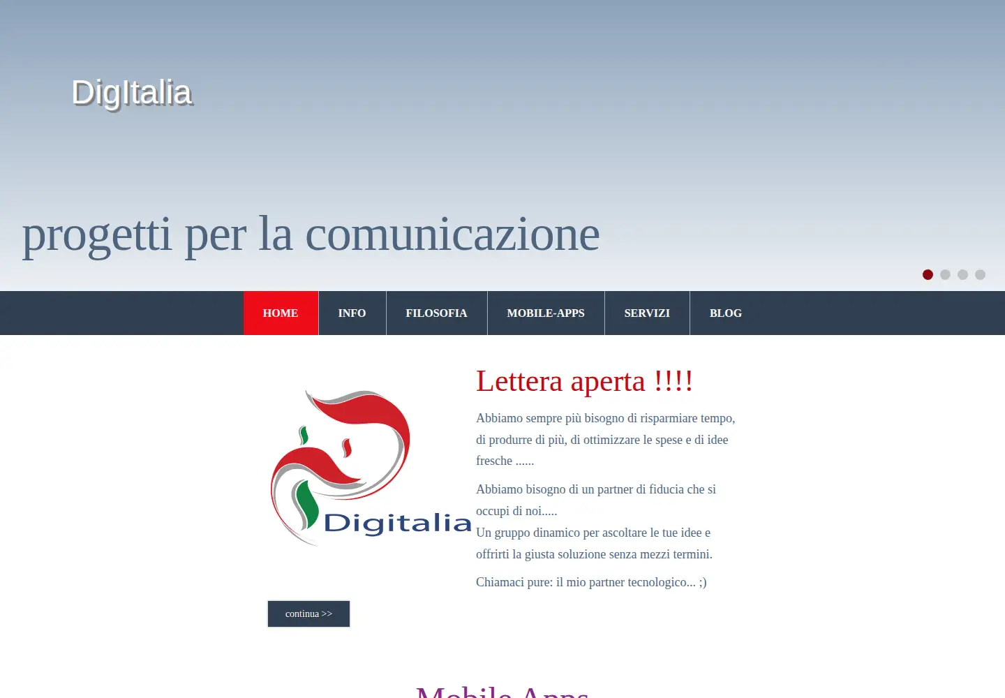 Captured homepage of digitalia-coop.it in the current scan