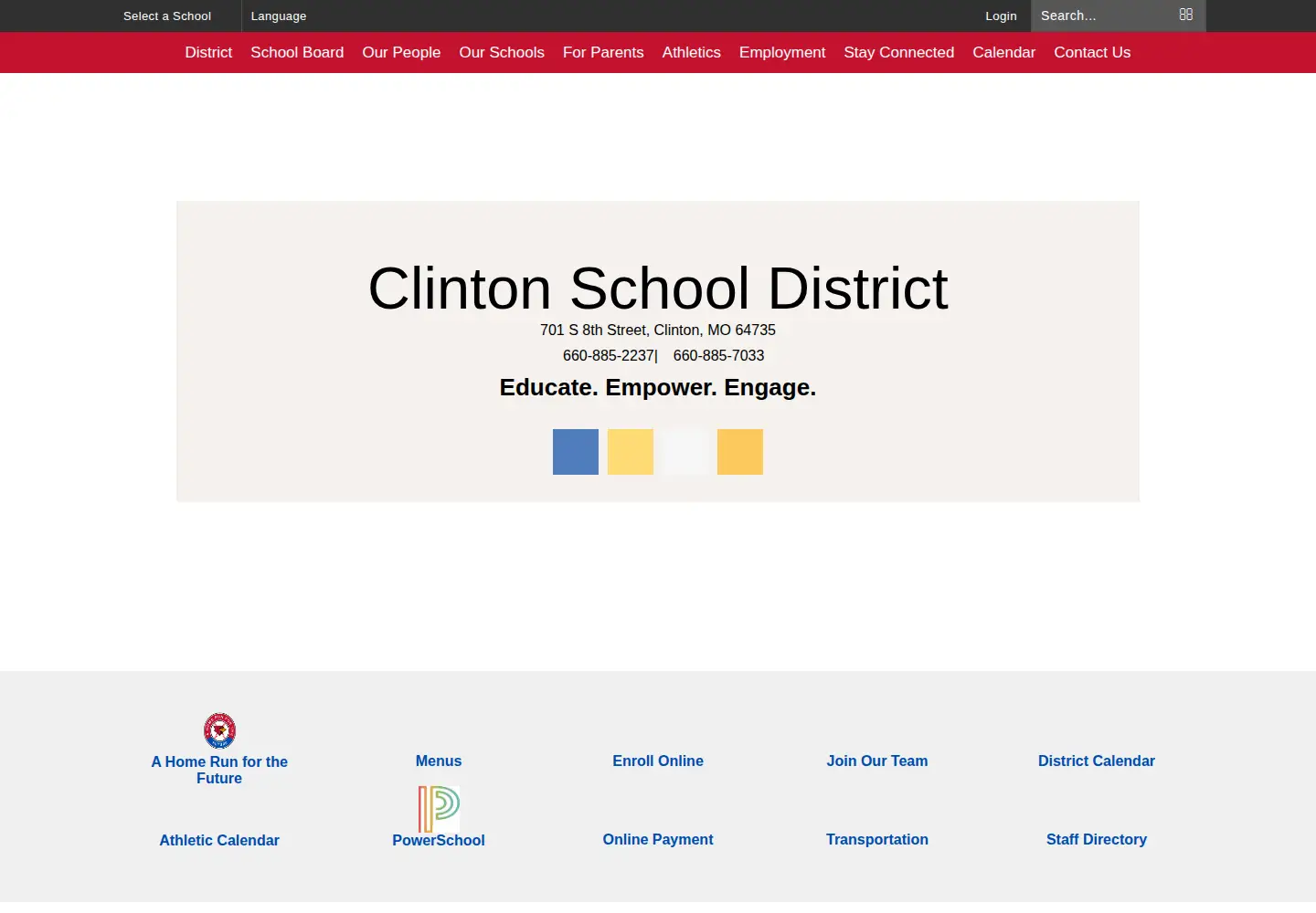 Captured homepage of clintoncardinals.org in the current scan