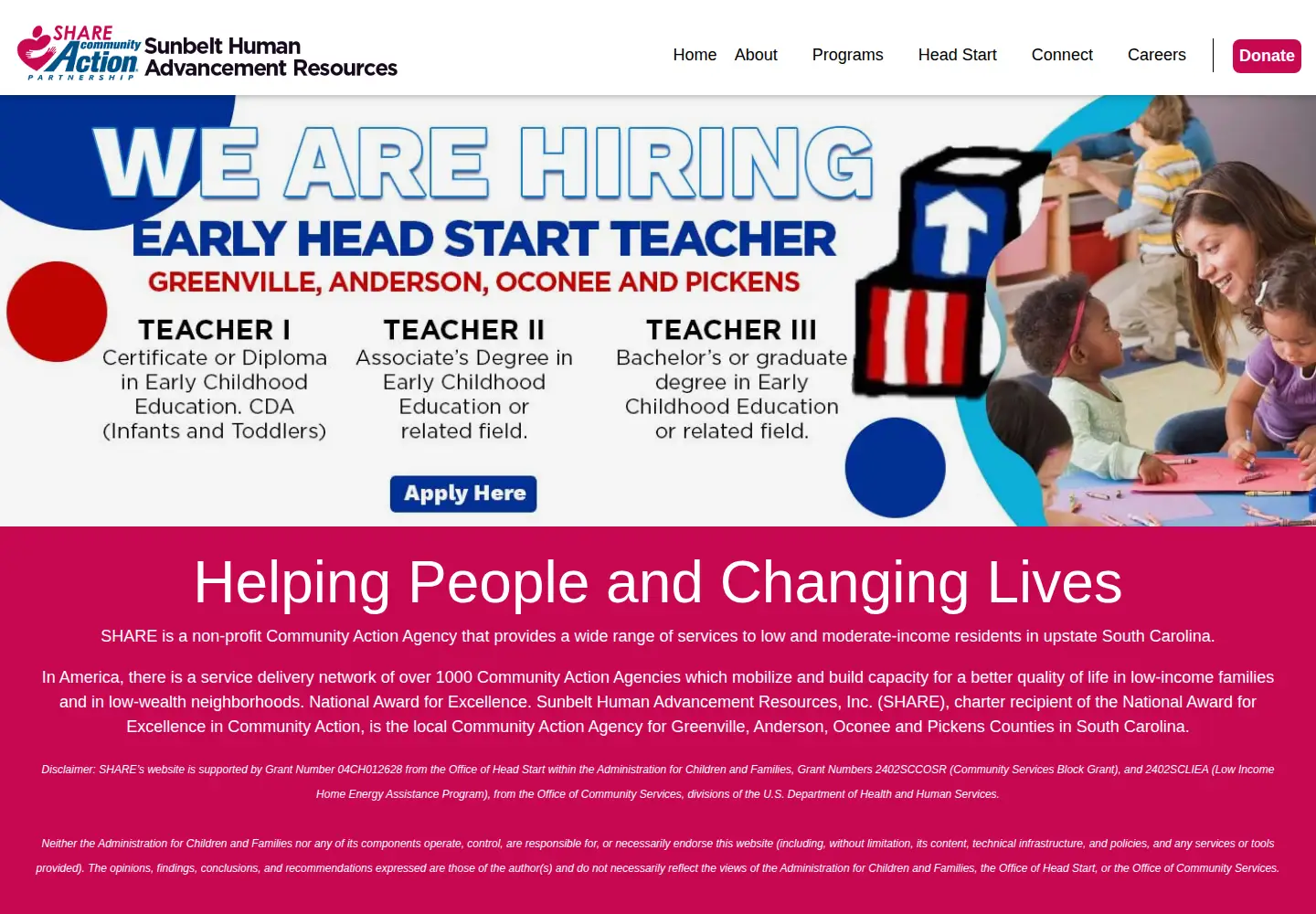 Captured homepage of sharesc.org in the current scan