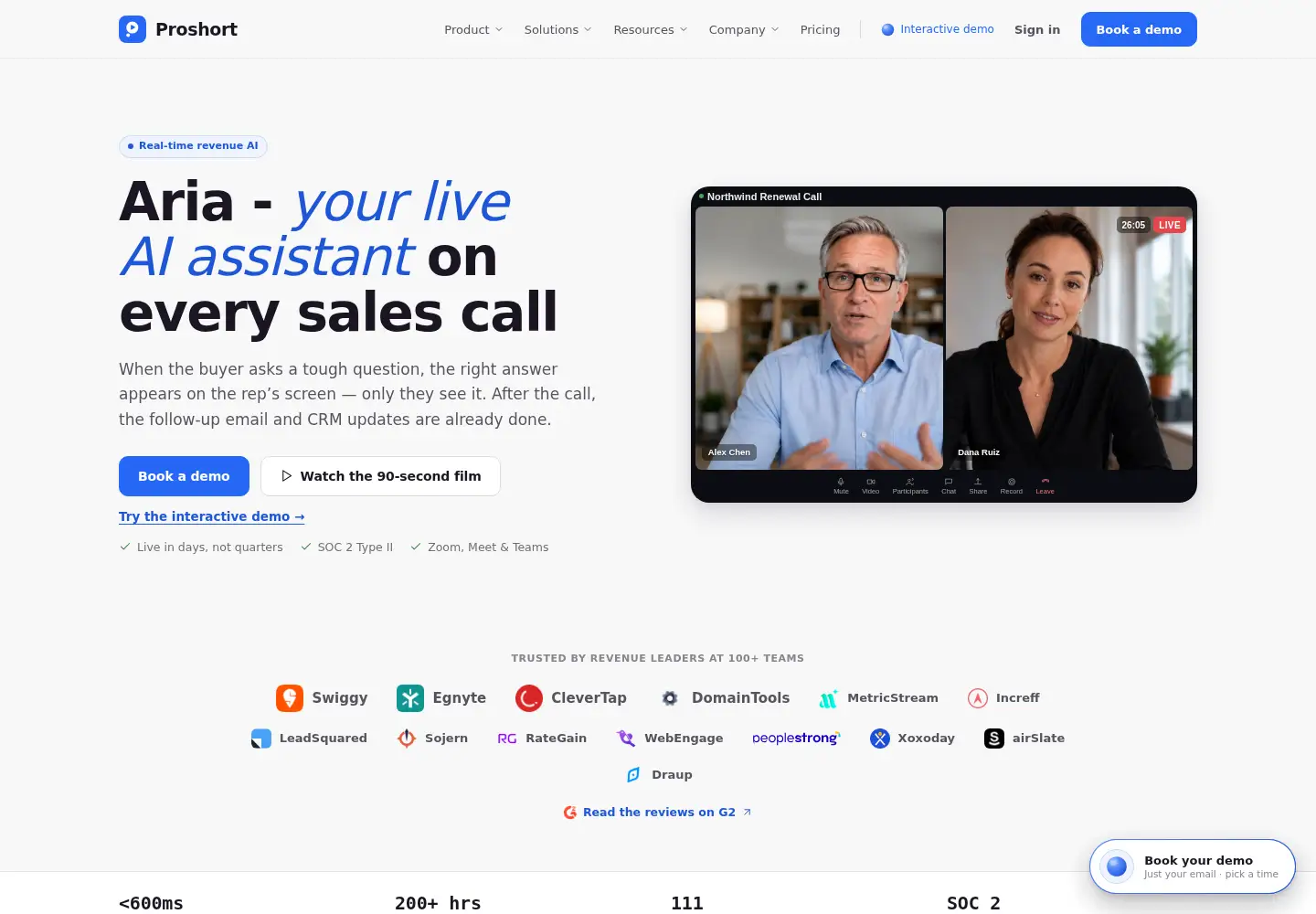 Captured homepage of proshort.ai in the current scan