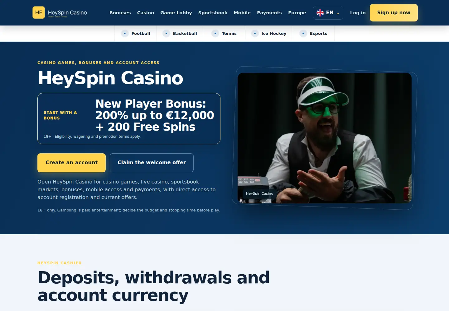 Screenshot of heyspin.eu