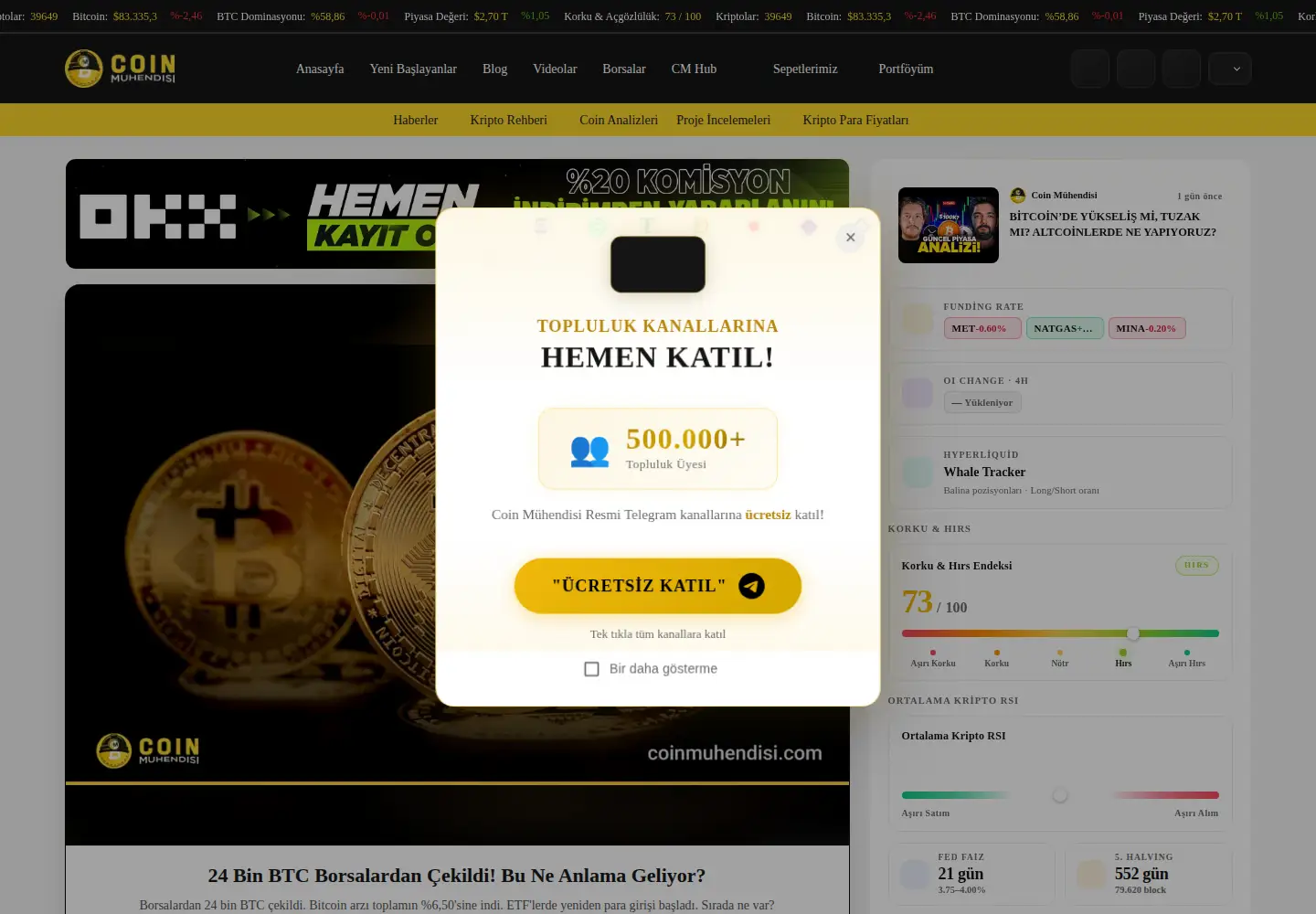 Captured homepage of coinmuhendisi.com in the current scan