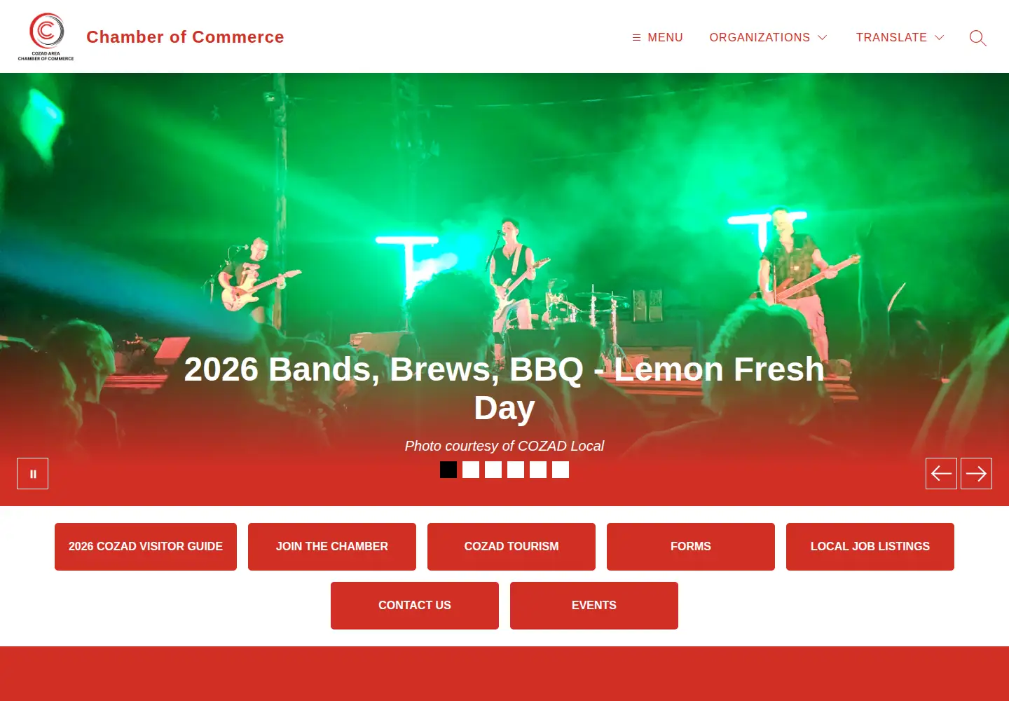 Screenshot of cozadchamber.com