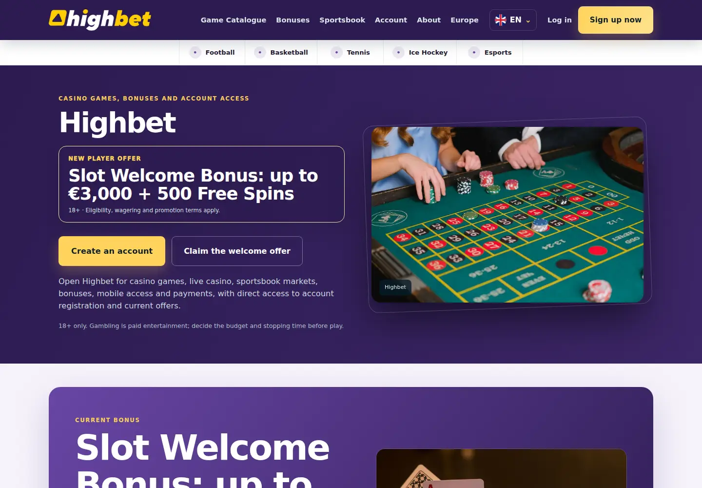 Screenshot of highbetcasino.eu
