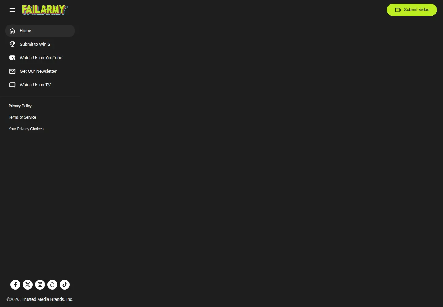 Captured homepage of failarmy.com in the current scan