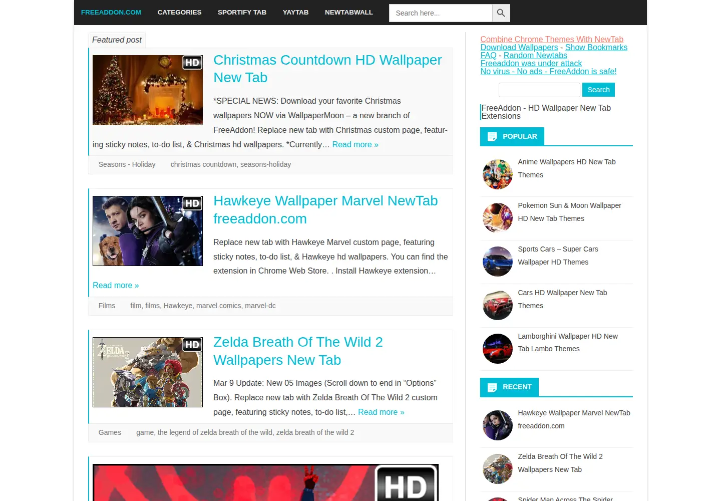 Screenshot of freeaddon.com