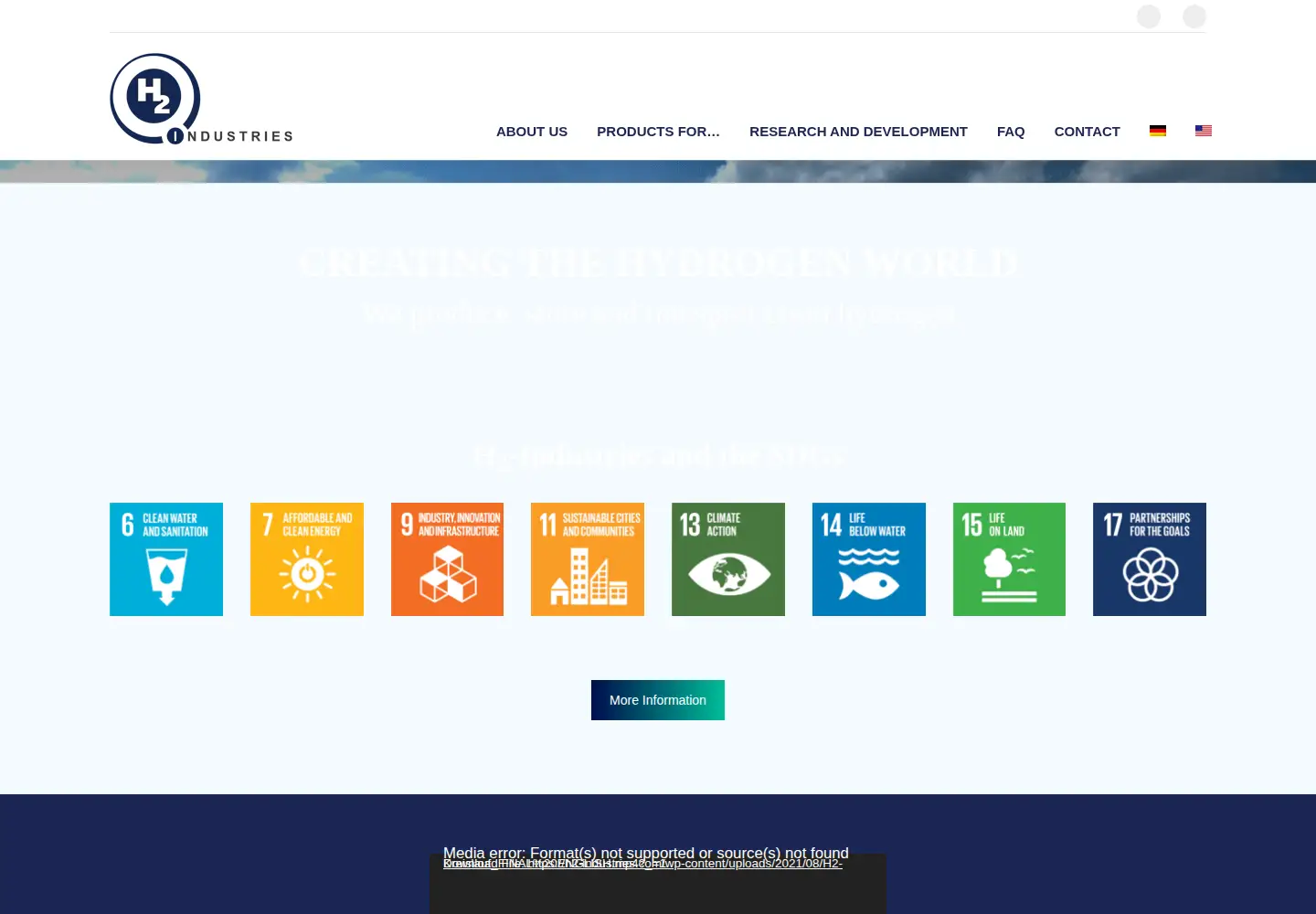Captured homepage of h2-industries.com in the current scan
