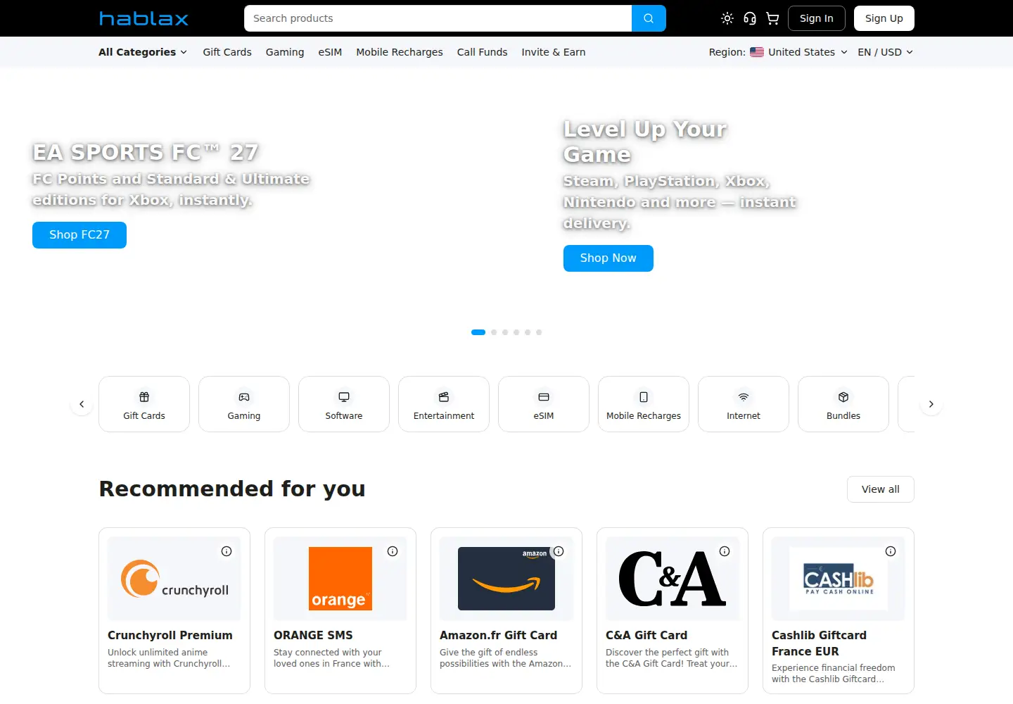 Captured homepage of hablax.com in the current scan
