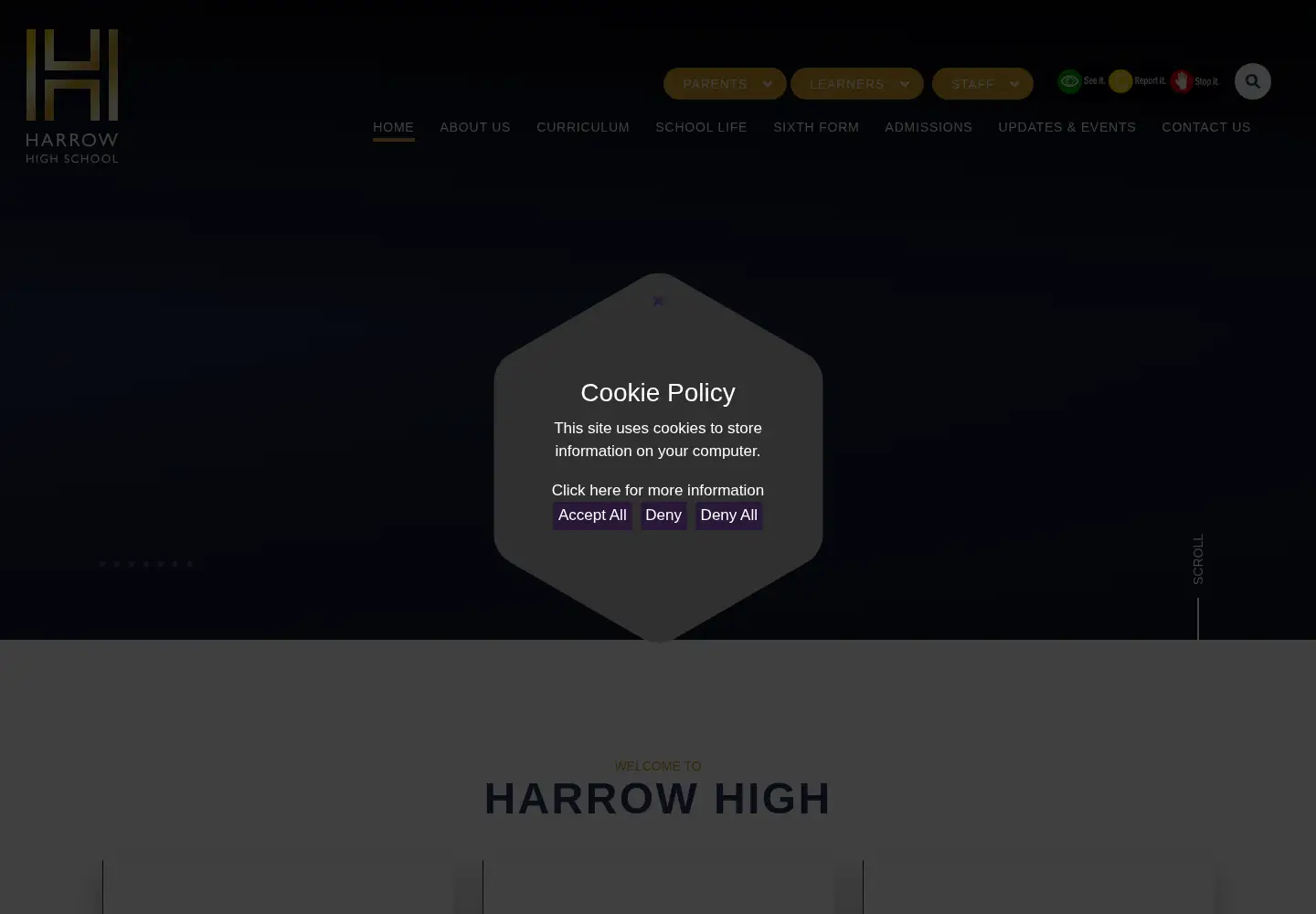 Screenshot of harrowhigh.com