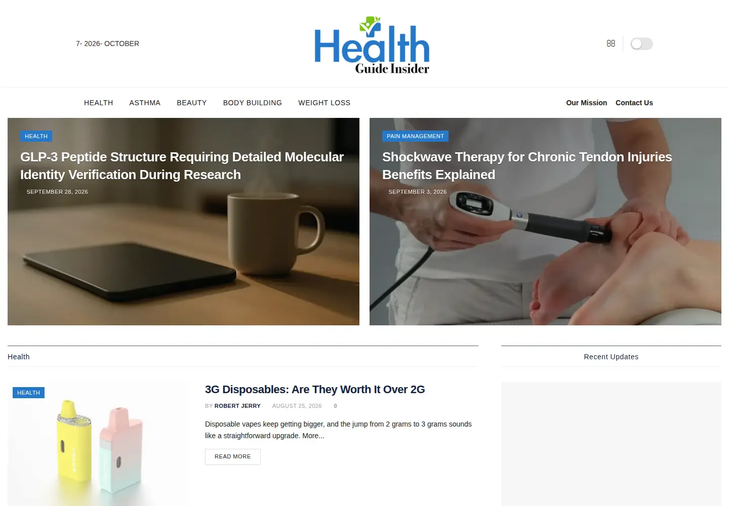 Captured homepage of healthguideinsider.com in the current scan