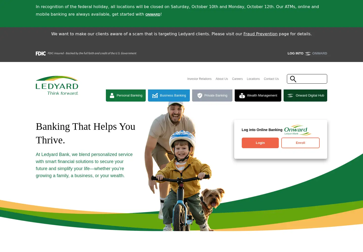 Captured homepage of ledyardbank.com in the current scan