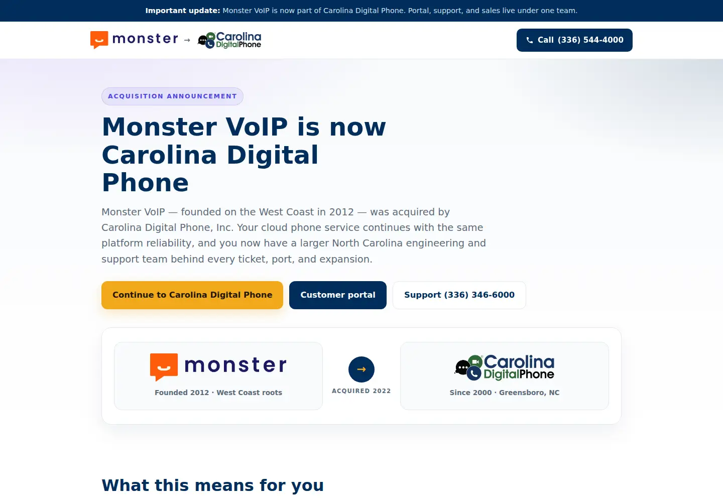 Captured homepage of monstervoip.com in the current scan