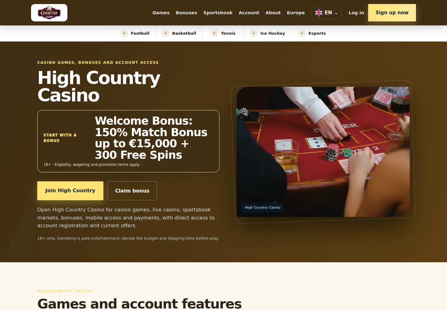 Screenshot of highcountry-casino.eu