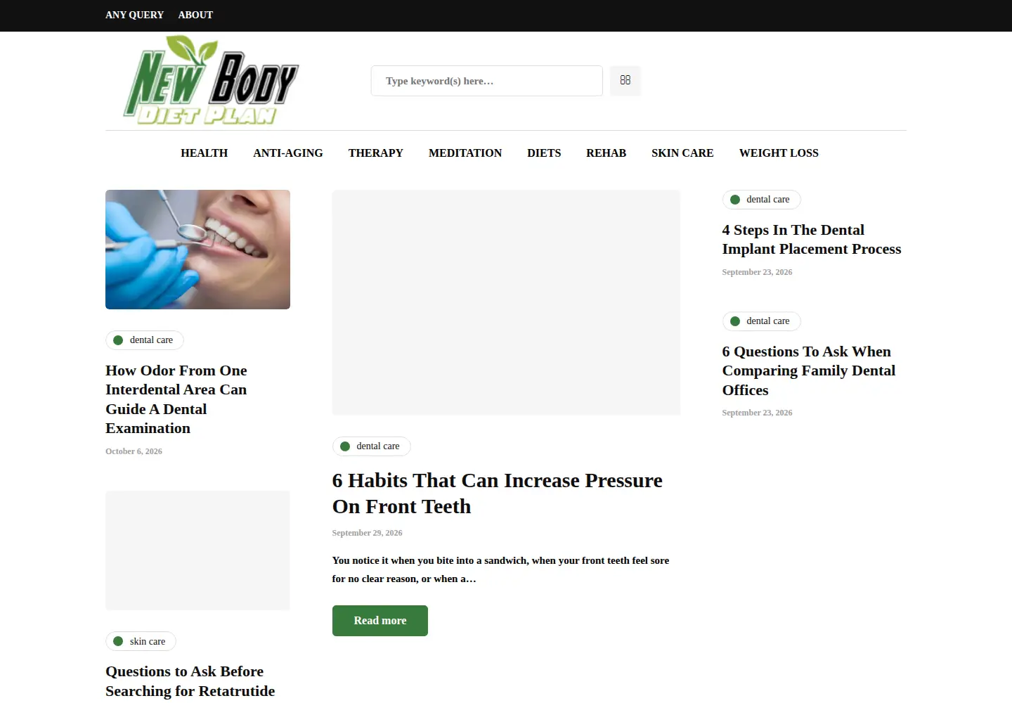 Captured homepage of newbodydietplan.com in the current scan