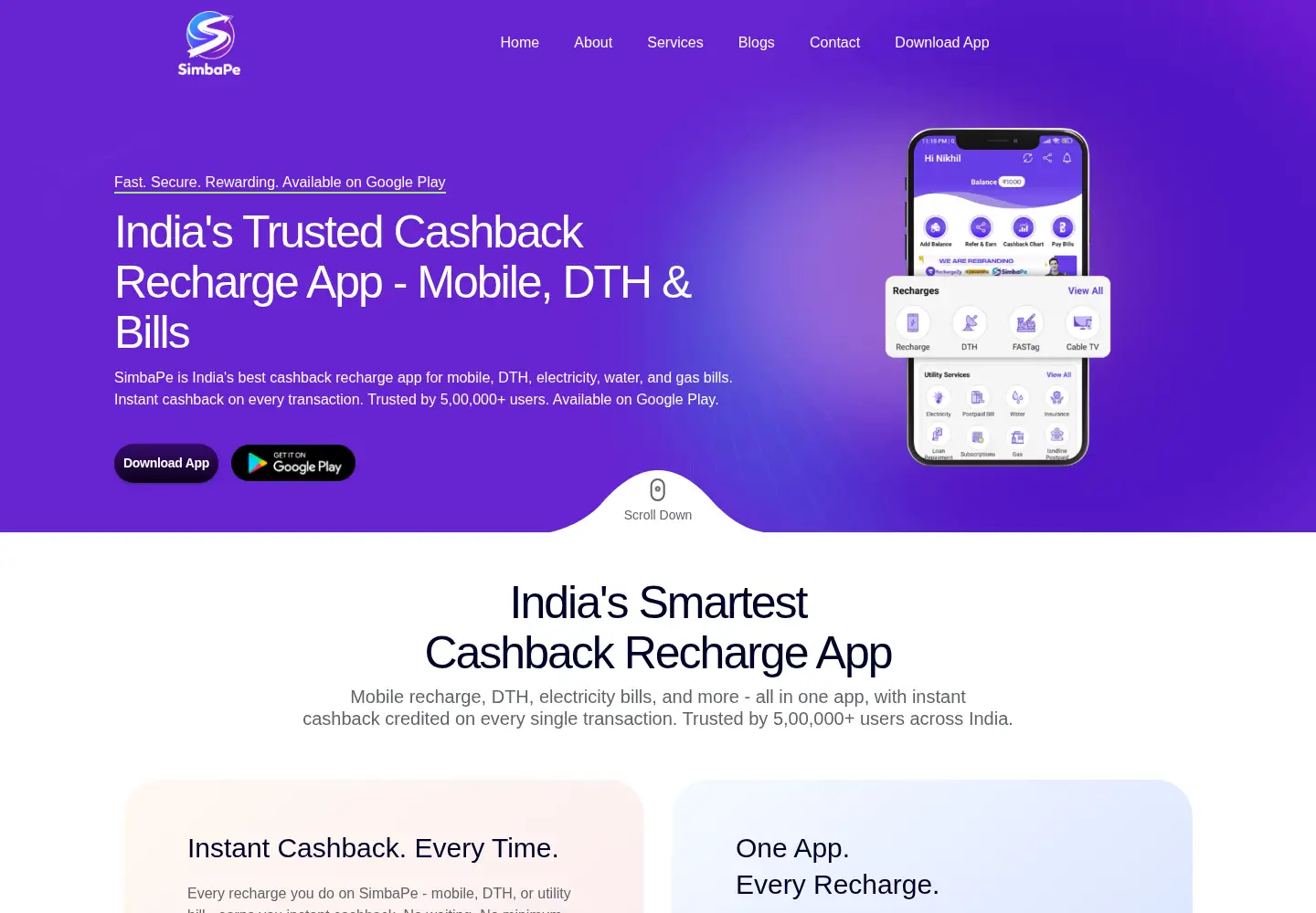 Captured homepage of rechargezy.com in the current scan