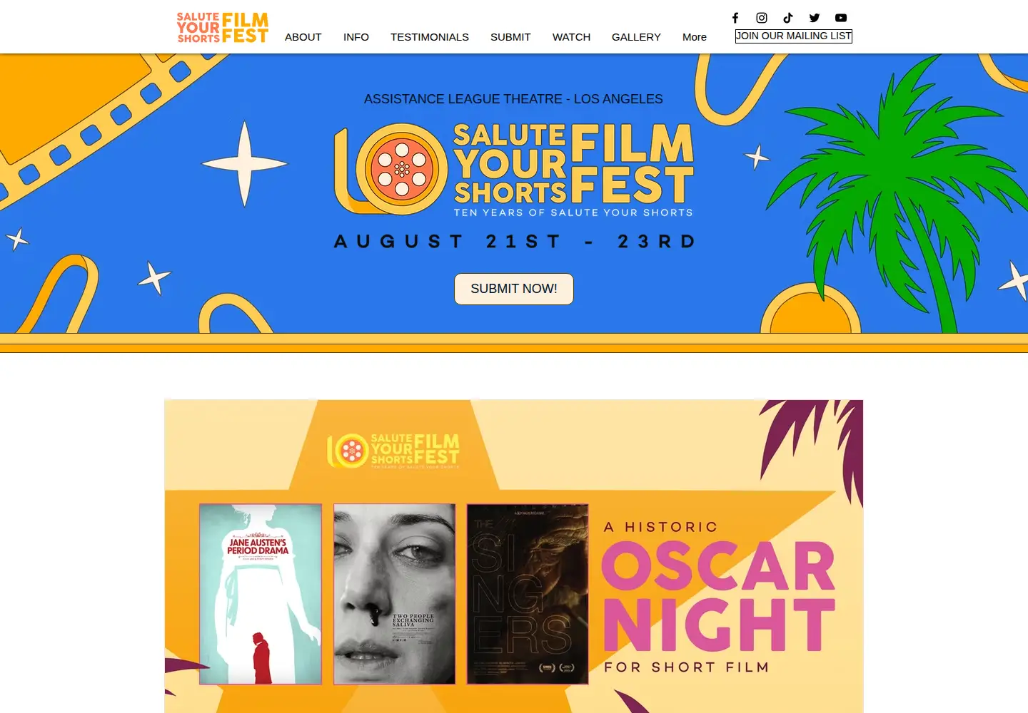 Screenshot of saluteyourshortsfest.com