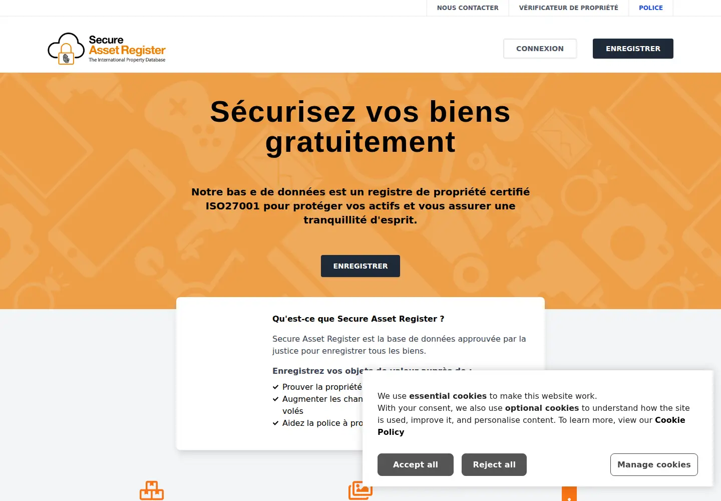Screenshot of secureassetregister.com