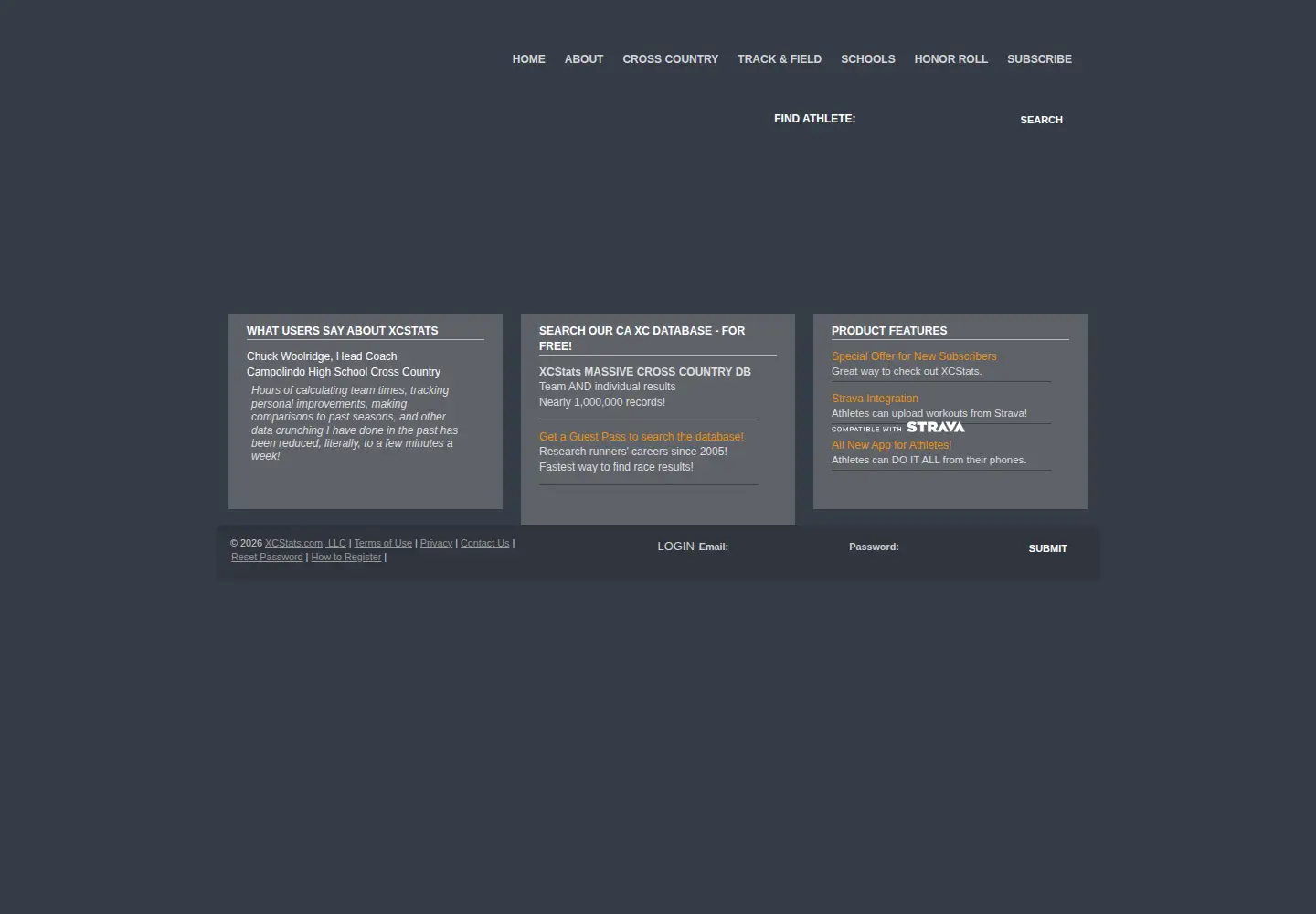 Captured homepage of xcstats.com in the current scan