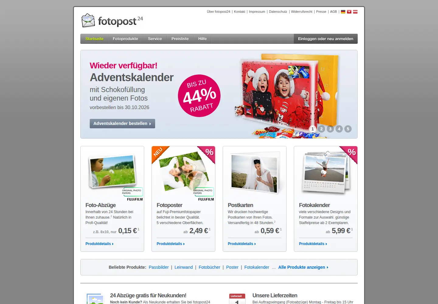Captured homepage of fotopost24.de in the current scan