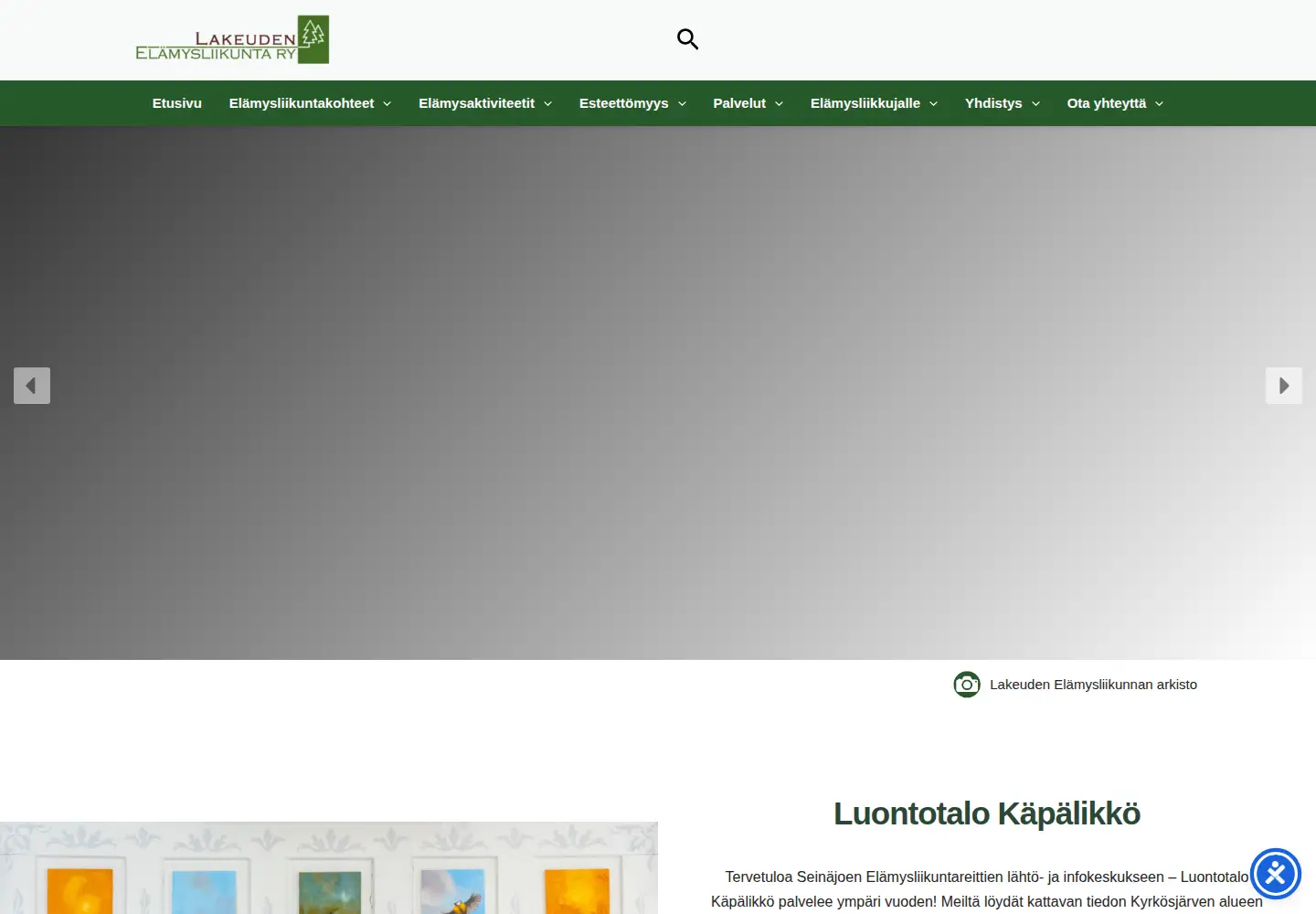 Screenshot of elamysliikunta.fi