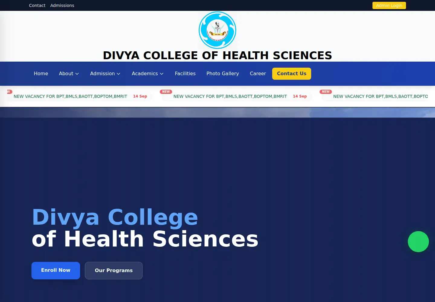 Screenshot of dchsmrj.in