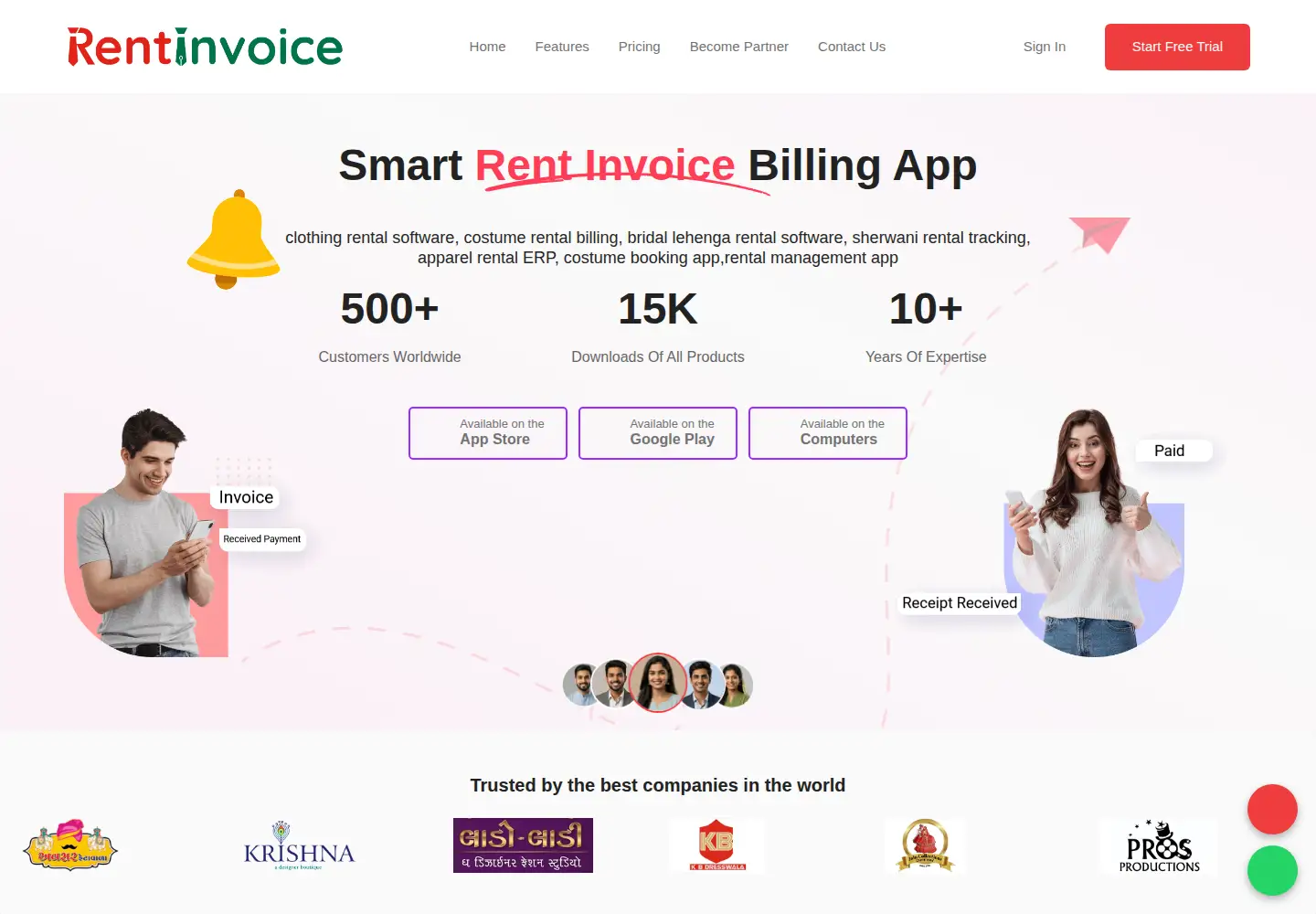 Captured homepage of rentinvoice.in in the current scan