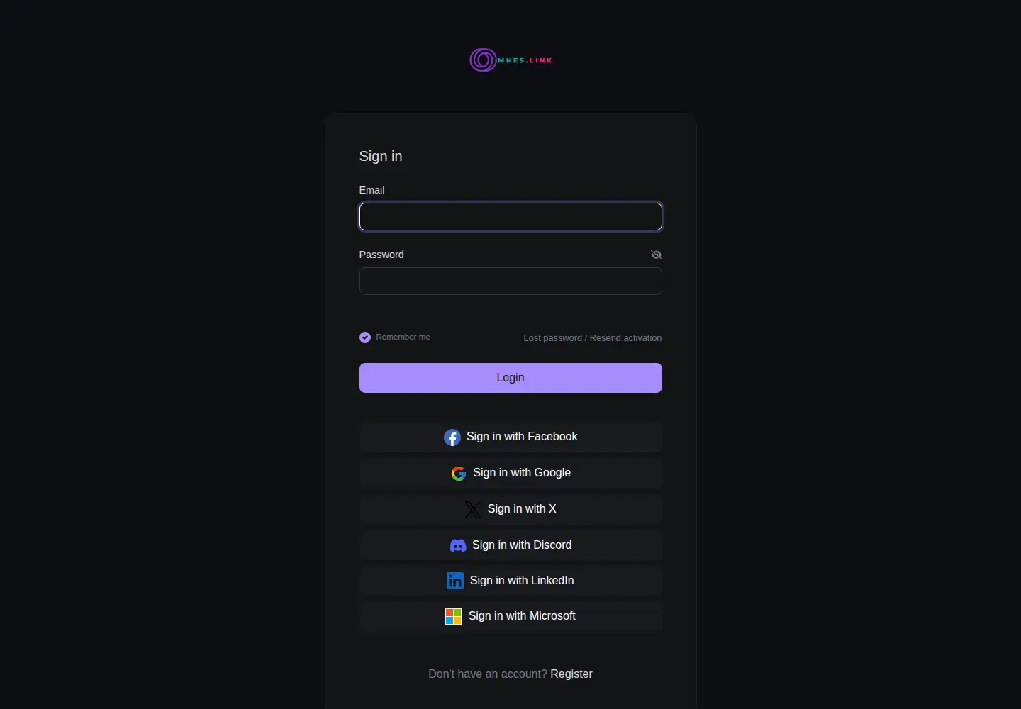 Captured homepage of omnes.link in the current scan