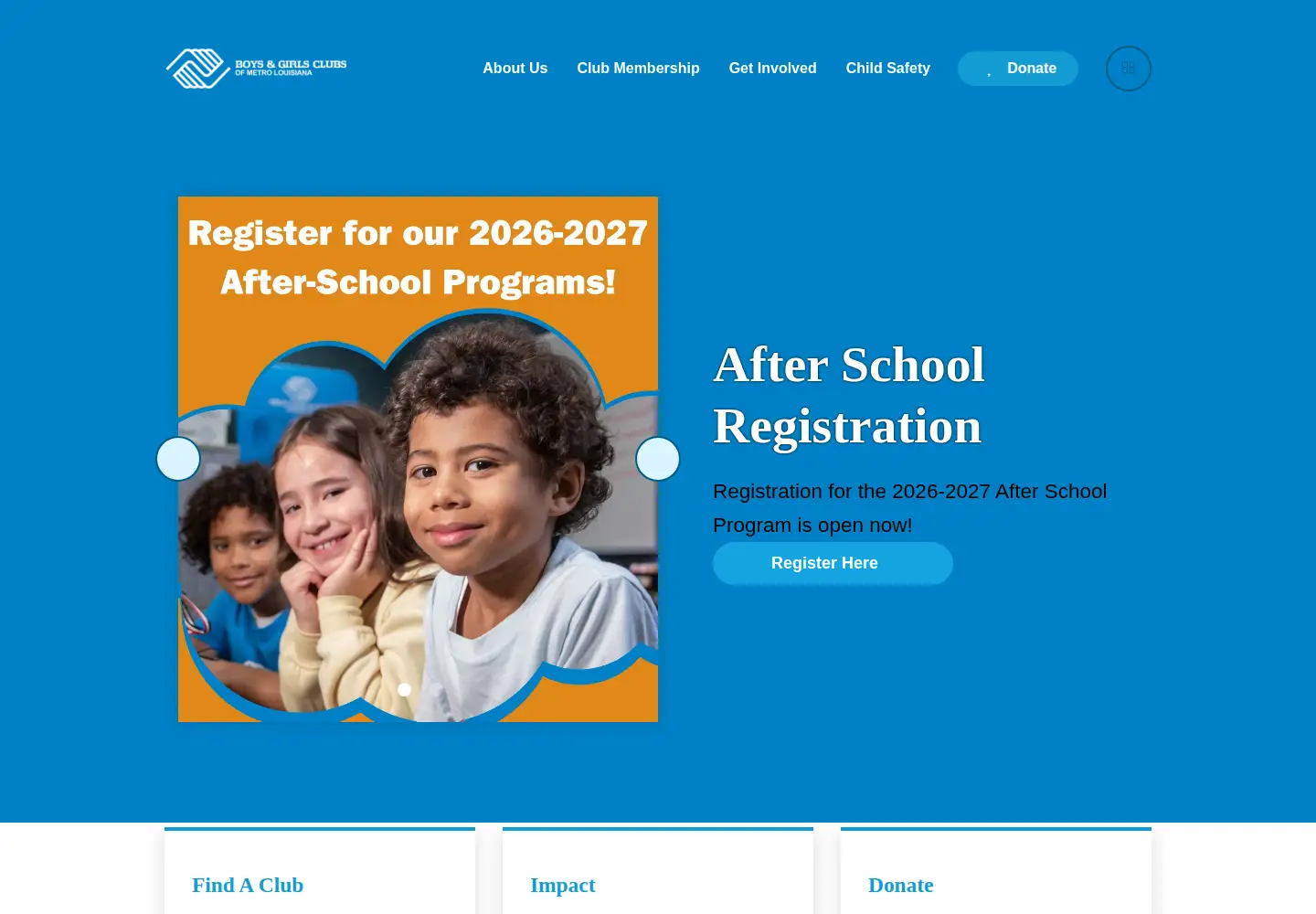Captured homepage of bgcmetrolouisiana.org in the current scan