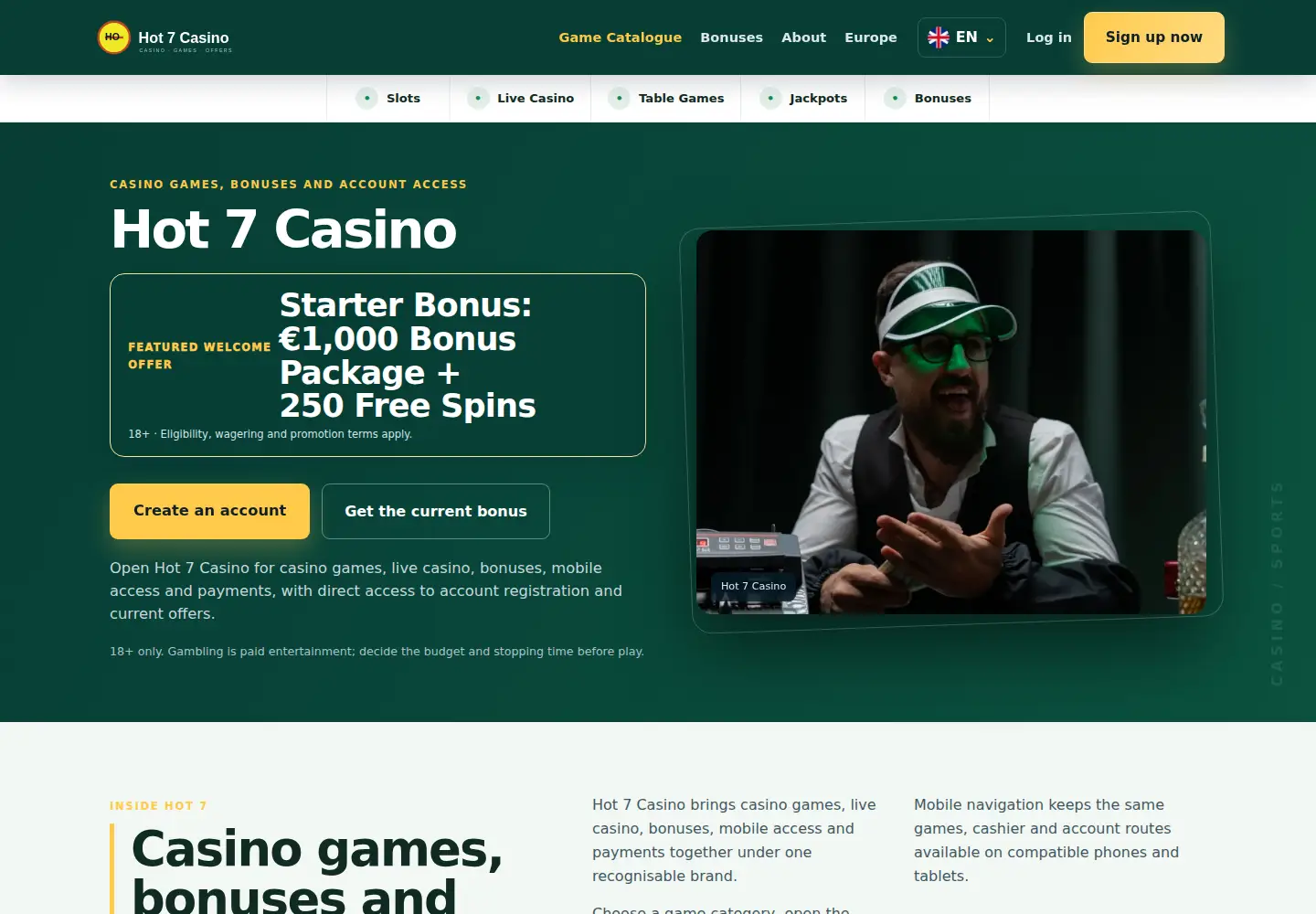 Screenshot of hot7casino.eu