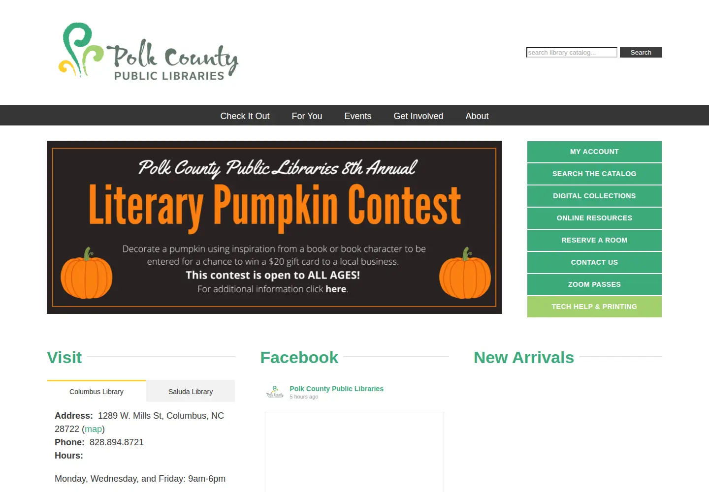 Screenshot of polklibrary.org