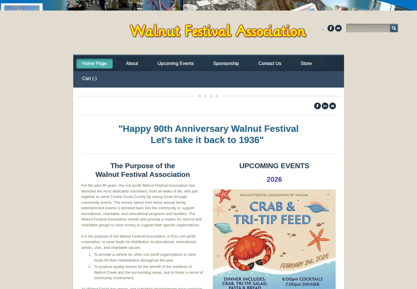 Captured homepage of thewalnutfestival.org in the current scan